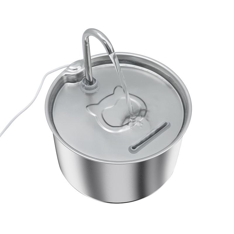 2.2L Stainless Steel Pet Water Fountain with Multi-Stage Filtration & Ultra-Quiet Continuous Flow for Cats
