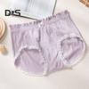 Women Briefs Mid Waist Seamless Lace Bow Decor Solid Color Soft Breathable Elastic Thin Anti septic Moisture wicking Lady Underpants Female Underwear