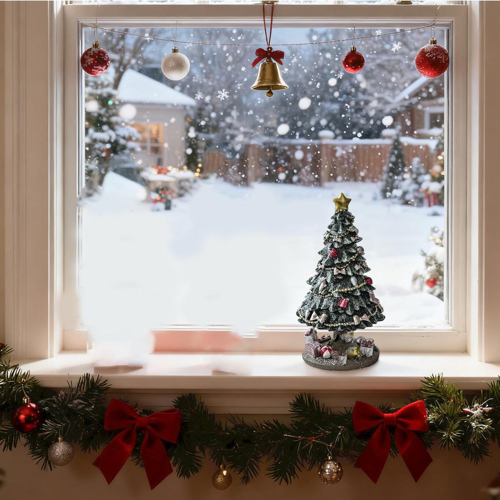 Christmas Resin Music Box Desktop Small Ornament Rotating Christmas Tree Christmas Decoration
