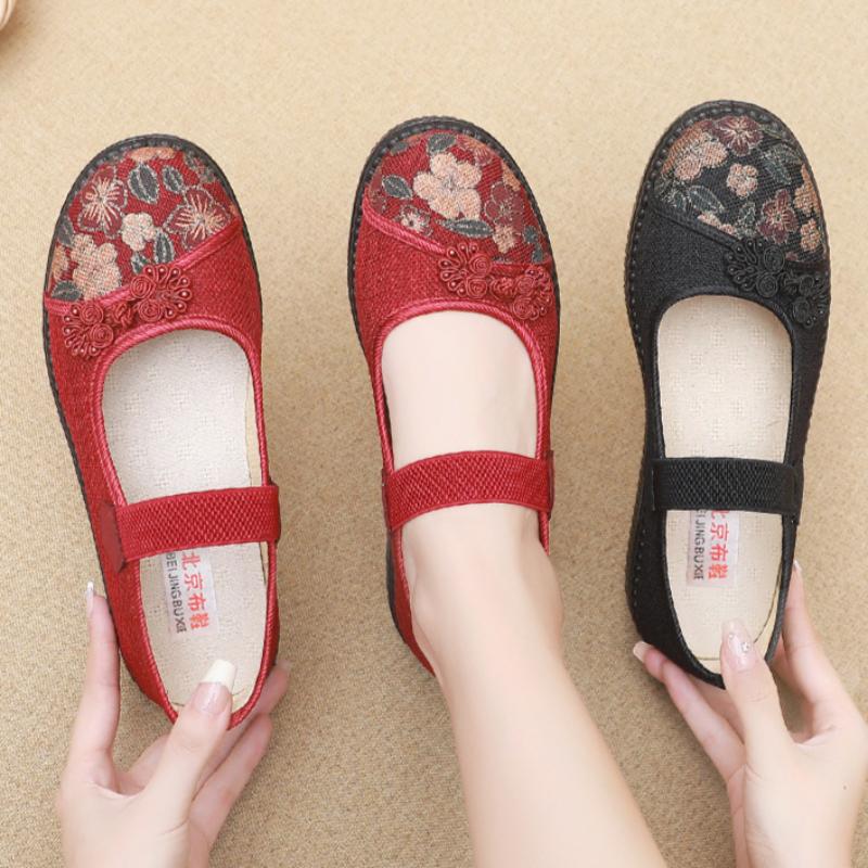Stoffschuhe Weiche Sohle Damenschuhe Mittelalterliche und ältere Rutschfeste Einzelne Schuhe Alte Dame Sommer Ältere Damenschuhe