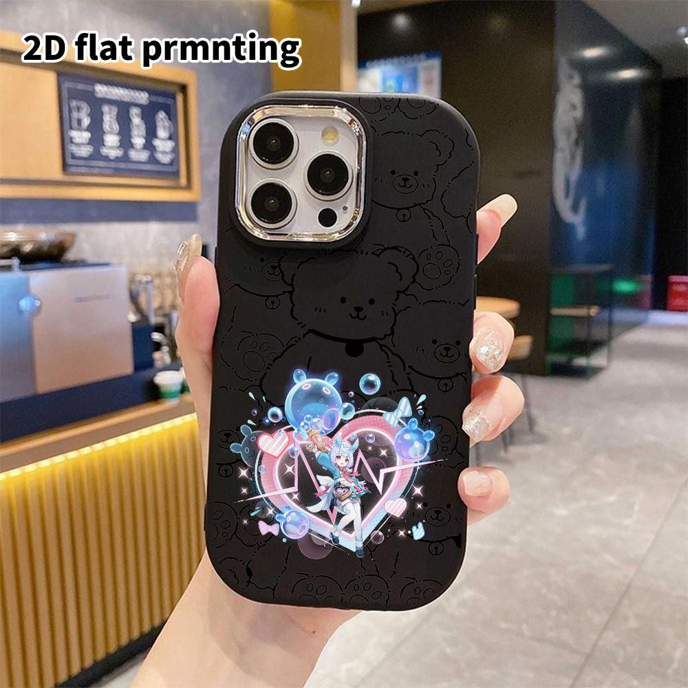 Phone case: 2D flat design suitable for iPhone 18 17 16 15 14 13 Pro protective case, couple style, bunny ear girl, Christmas and Halloween gift