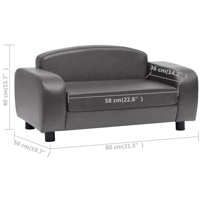VidaXL Canapé pour Chien Gris 80x50x40 cm Similicuir Sofa pour Chat Animaux 170964