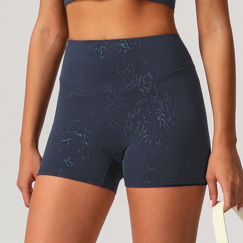 

Trade New European and American Hot Silver Tight Yoga Shorts Women Buttock Lifting Nude Feel Fitness Pants Running Quick-Drying Sports Short Pants Deep Blue XL (62.50 kg-67.50 kg recommended