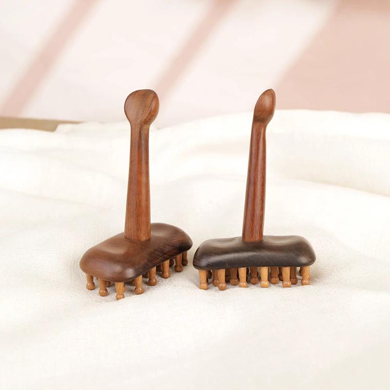 1 Pcs Portable Sandalwood Gua Sha Massage Brush Head Neck Abdominal Leg Body Meridian Massager Wooden Therapy Massage Tools