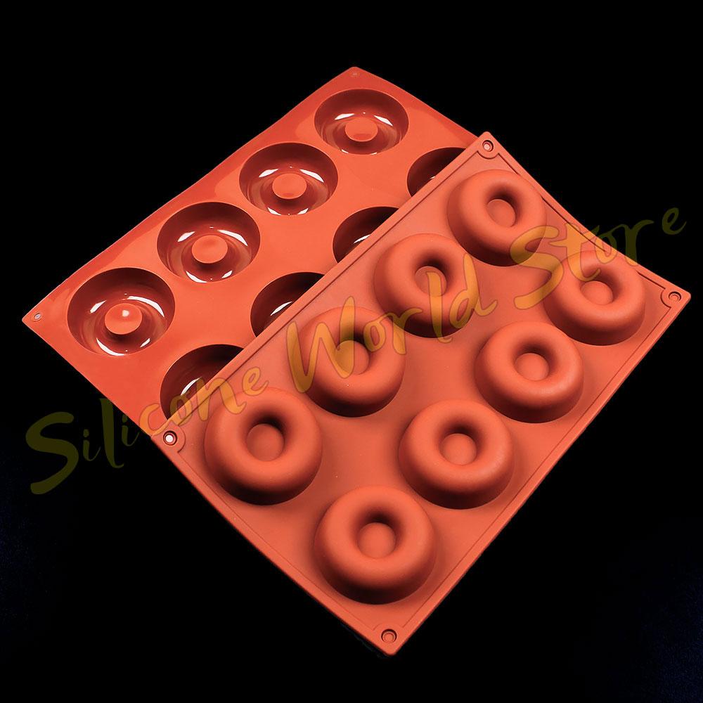 Silicone World 8 Holes Donut Silicone Molds Cookie Muffin Cake Mold Chocolate Donut Dessert Baking Pan Pastry Baking Mold