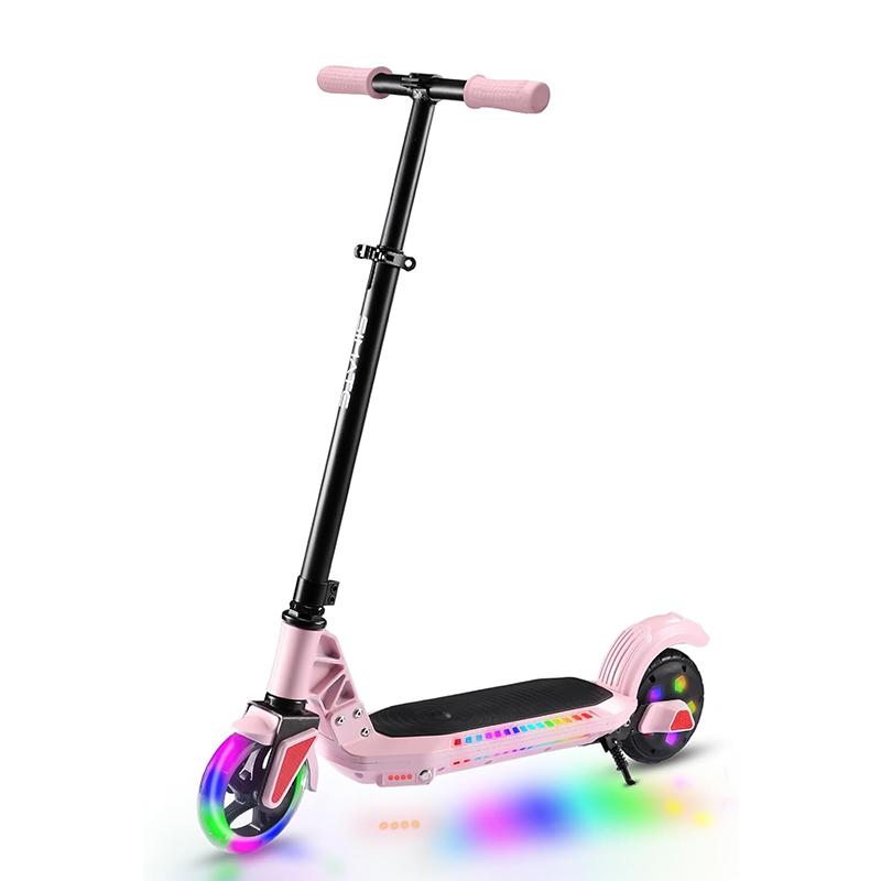 Детский складной электросамокат, 110 Вт 12 км/ч, запас хода 8-10 км, регулируемая высота, идеальный подарок для детей и подростков от 6 лет розовый