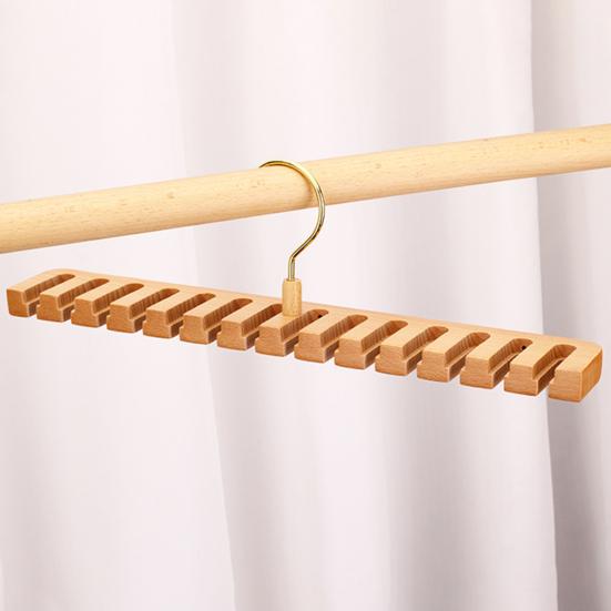 360-Degree Rotatable Belt Hanger Large Capacity Multipurpose Wooden Tie Hanger Belt Organizer Rack with 12 Slots