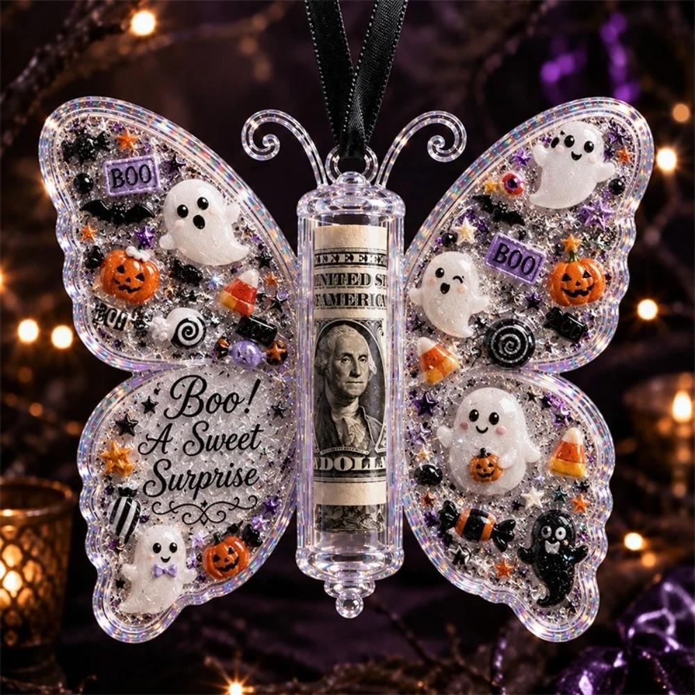 Acrylic Money Holder Ornament Butterfly Hanging Style Treat Holder Ornament Personalized Design Transparent Holiday Gift Pendant