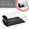 Chrome Dish Rack Set 3 Piece Iron Construction Rust Resistant Dish Drainer with Cutlery Basket and Water Catching Tray
