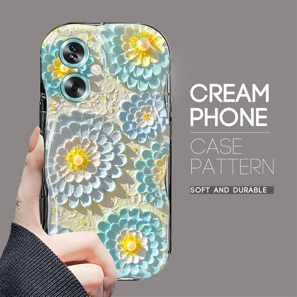 Roztomilý kreslený vzor s krémovou texturou Pouzdro s vlnitým okrajem, měkký silikonový kryt, pouzdro na telefon OPPO Reno Realme