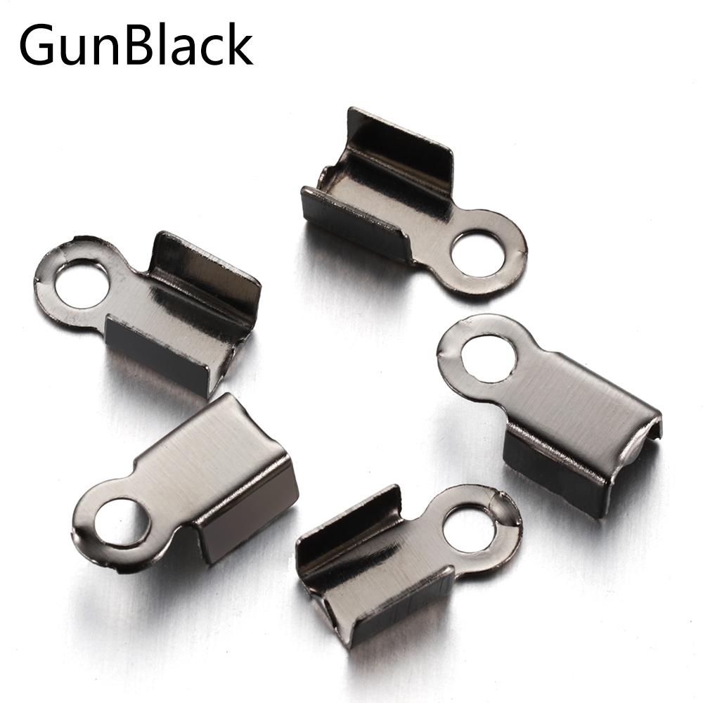 200pcs Cove Clasps Cord End Caps String Ribbon Leather Clip Tip Fold Crimp Bead Connectors for Jewelry Making DIY Supplies