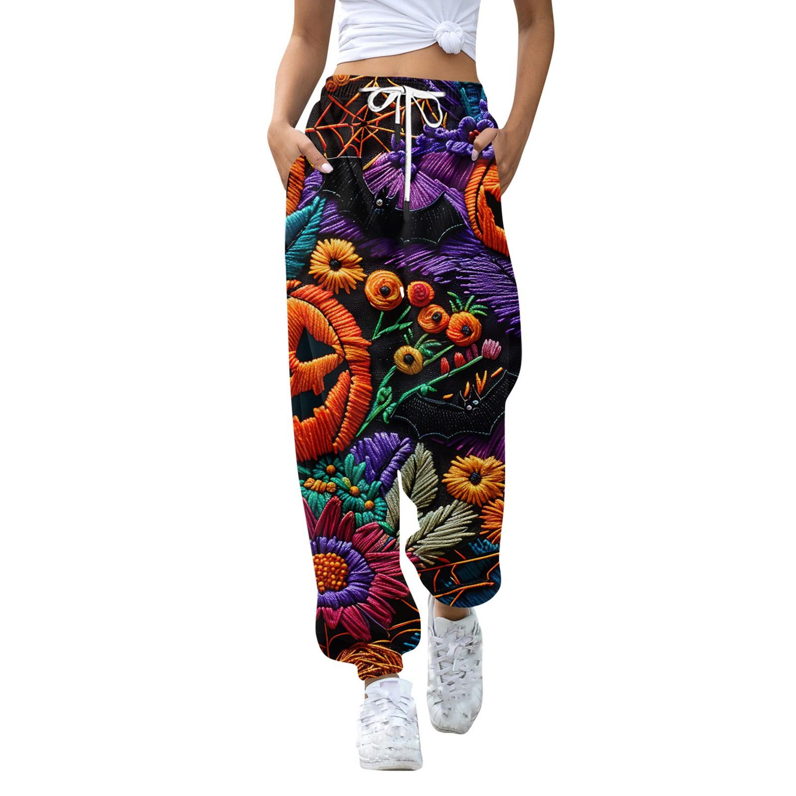 Женские модные спортивные повседневные спортивные штаны с карманами и шнурком с принтом — фото 9