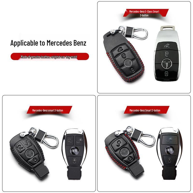 Mercedes Genuine Leather Key Case for GLK300, GLA260, B-Class, C-Class, S-Class, AMG - Includes Buckle.