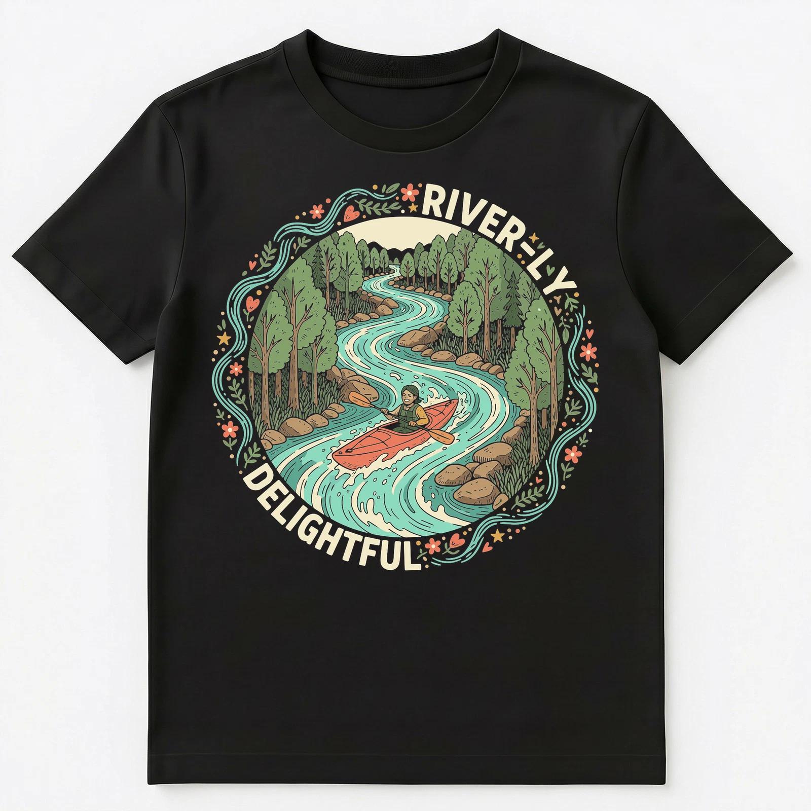 

Kayaking Adventure Nature Lover Illustration Unisex T-Shirt M