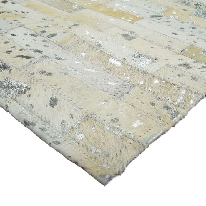 Tapis en cuir naturel recyclé gris argent 120x170