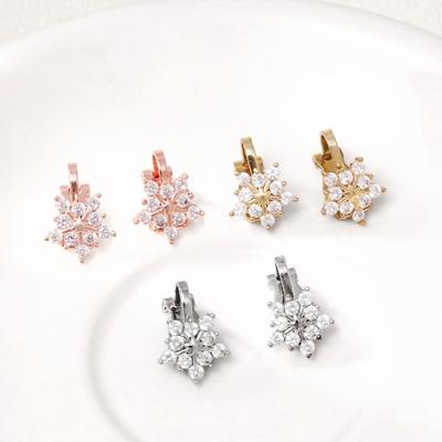 Earrings, Fashionable Personality, Snowflake Shape, Zircon Without Ear Piercings, Ear Clips, Copper Earrings.