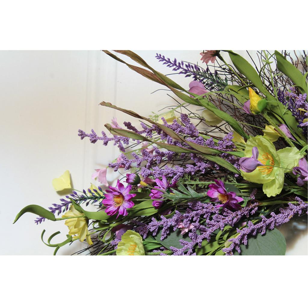 Spring Lavender Wreath Artistic Wall Door Window Wreath Decoration 61cm Diameter for Housewarming