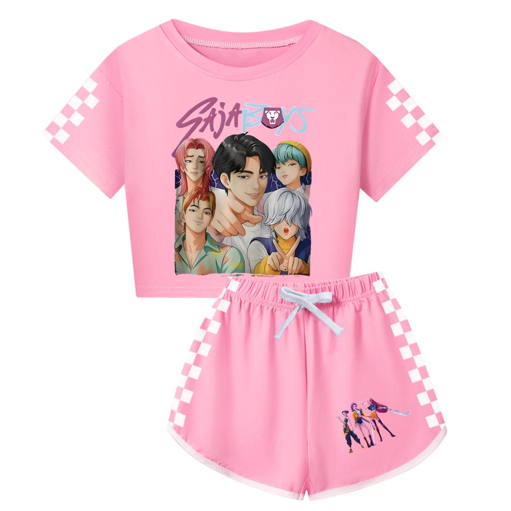 Kpop Witch Hunt Summer Boy Girls Cute Comfortable Soft Printed Half Body Short Sleeved Shorts Set