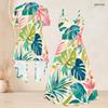 Women Plus Size Two Piece Set Short Sleeve Cardigan Tropical Leaf Printed Strappy V Neck Flared Dress