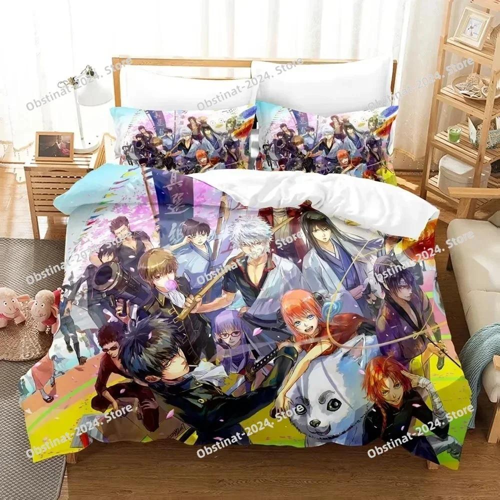 Anime GINTAMA Gintoki Printed Bed Set Duvet Cover Pillowcase Bedding Set Bed Linen Sheet Quilt Cover Full Queen King Size