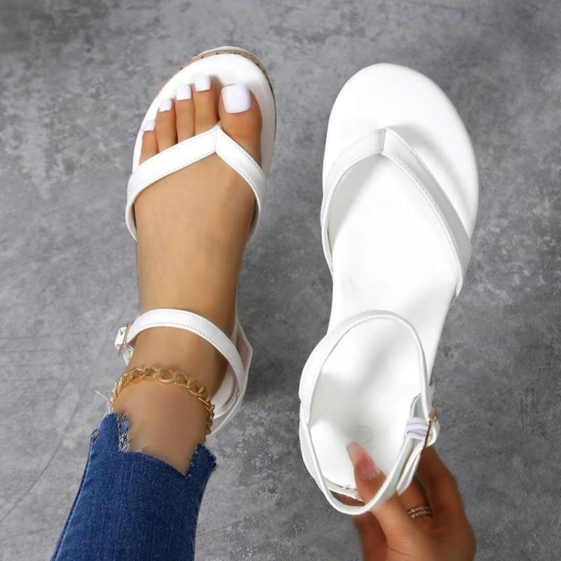 Stil Übersee Damen Übergröße Zehensandalen mit dekorativen Nägeln, Sommer Europäisch und Amerikanisch Keilabsatz, Dicke Sohle