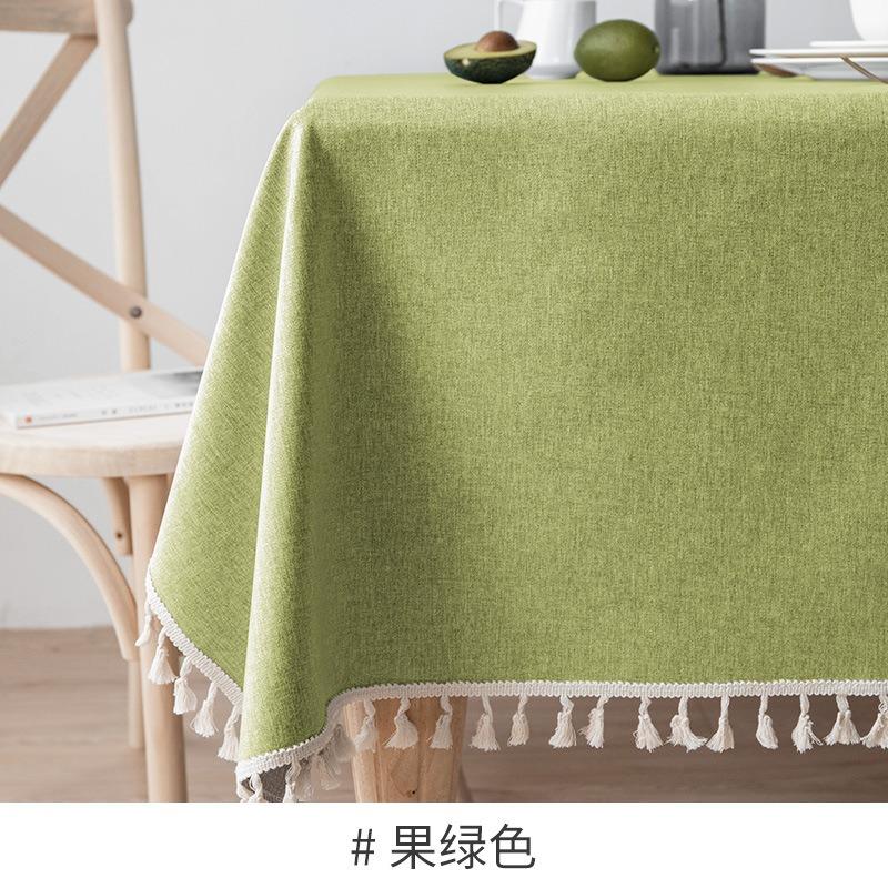 Simple Tassel Tablecloth Pastoral Cotton Linen Dining Tablecloth Water and Oil Proof Solid Color Desk Cover Towel Tea Cloth Tables Case
