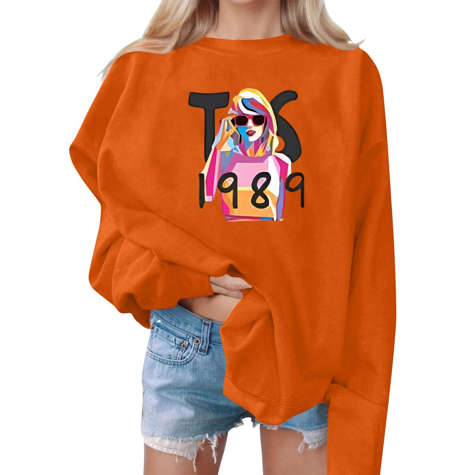 

Женские осенне-зимние топы, женская толстовка с длинными рукавами, повседневные флисовые топы с круглым вырезом, свободный крой, половер S оранжевый