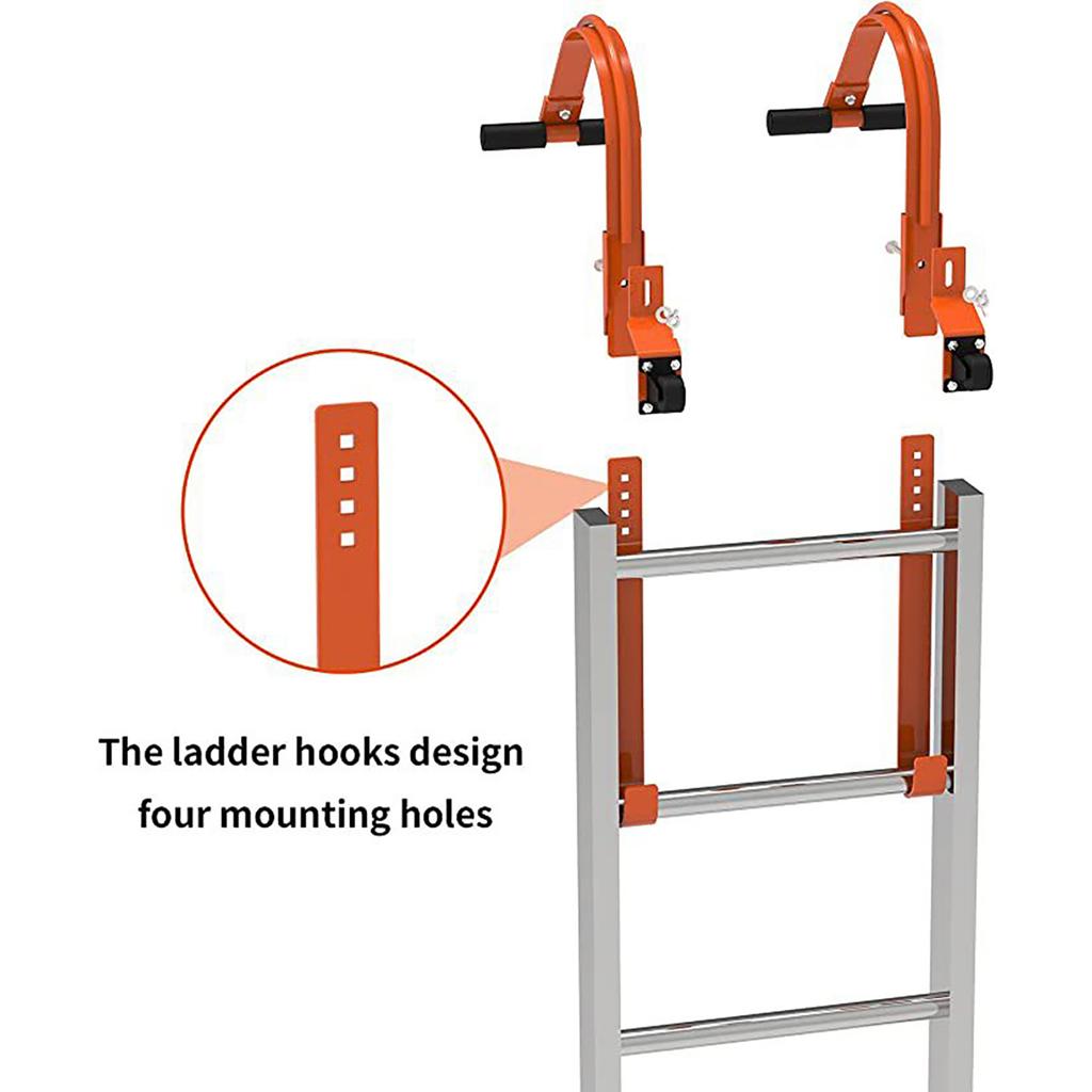2 Pcs Ladder Roof Hooks with Wheel Heavy Duty Steel Ladder Stabilizer 500 lbs Load Capacity Roof Extension Ladder Anti