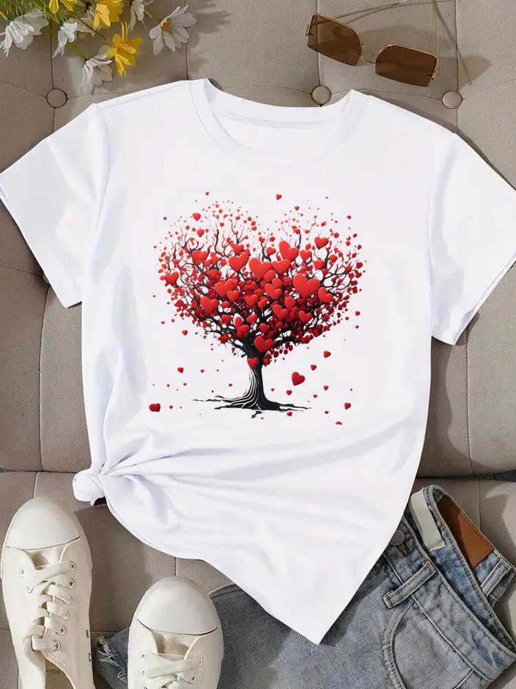 (Asian Size) Woman Print Tee Top Women Sweet 90s Trend Cute Clothing T Shirt Fashion  Female Short Sleeve Graphic T-shirts