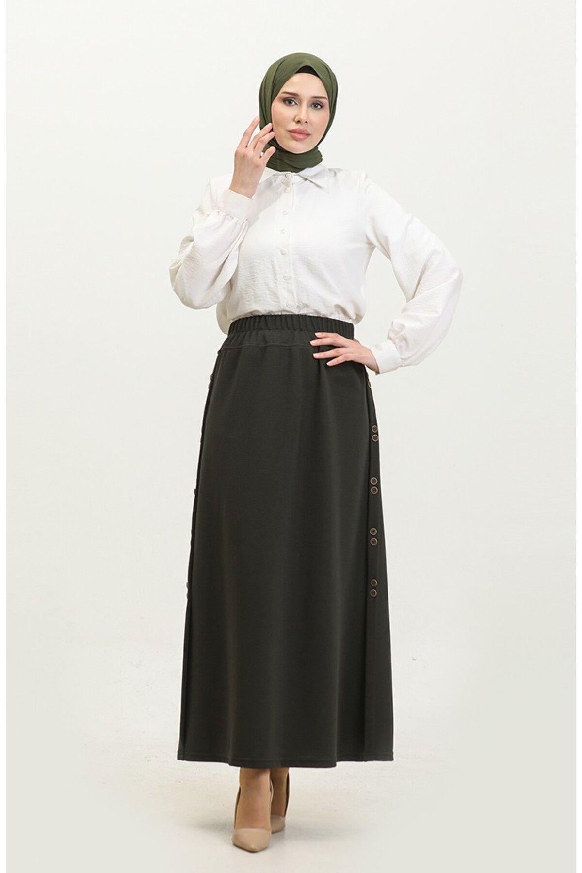 

Women s Style Big Size Skirt Ahenk Plus Size Button Detailed Skirt XL