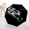 1 Scarface umbrella, automatic opening and closing umbrella with eight iron ribs for compact windproof - unique design pattern