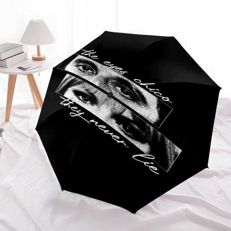 1 Scarface umbrella, automatic opening and closing umbrella with eight iron ribs for compact windproof - unique design pattern