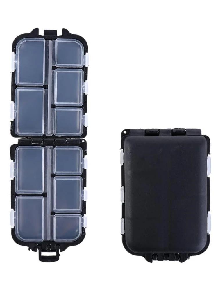 10 Compartments Mini Fishing Tackle Box Fish Lures Square Case Fishing Hooks Holder Accessories Baits Plastic Storage