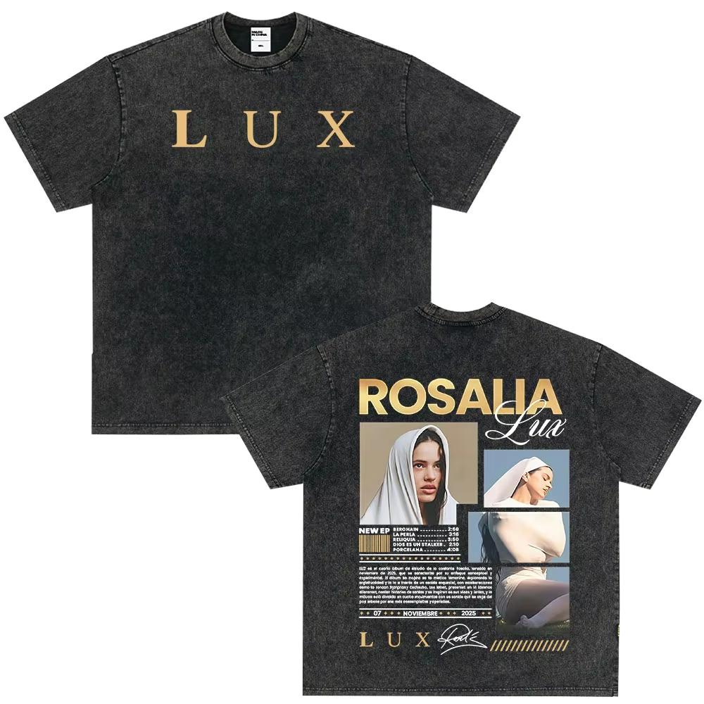 Vintage Gewaschenes Singer Rosala LUX Album Grafik T-Shirt Herren Damen Mode Kleidung T-Shirt Lässig Hiphop Übergroße T-Shirts