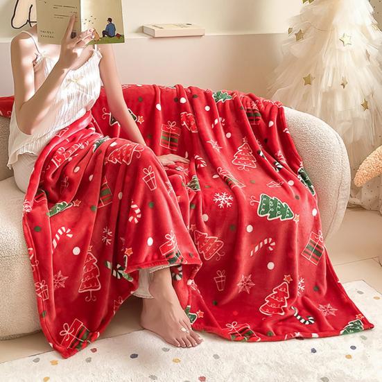 Christmas Throw Blanket Flannel Winter Holiday Bed Blanket Warm Fuzzy Plush Blanket Cozy Xmas Tree Stocking