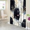 1pc Black Newfoundland Dogs with Floral Lace Shower Curtain - Elegant Muted Beige, Grey & White Floral Design, 179.83x179.83 c