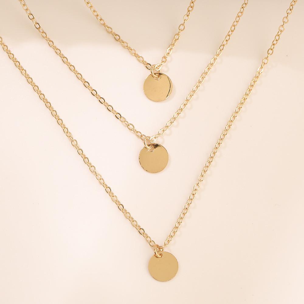 Modern Three Layer Necklace For Women Alluring Geometric Design Beautiful Alloy Choker