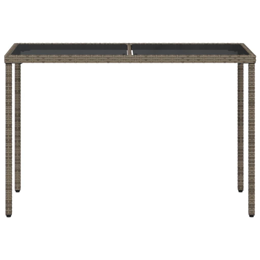 Garden Table with Glass Top Gray 115 x 54 x 74 cm Poly Rattan