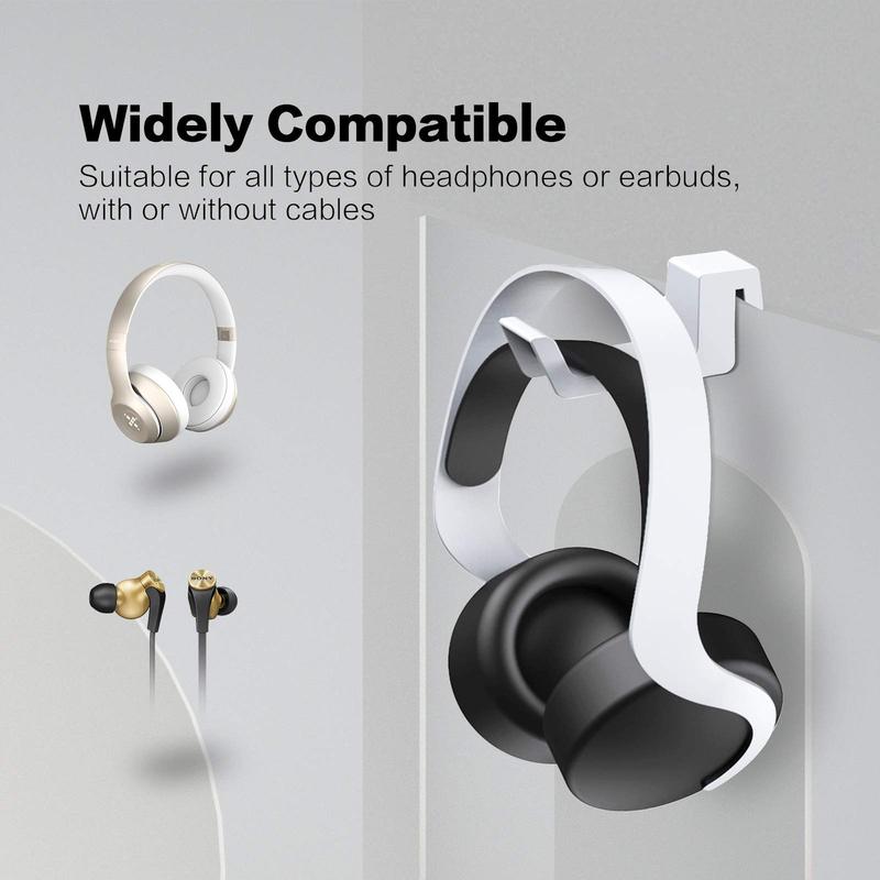 PS5 Headphone Holder, [Minimalist Design] Mini Headphone Hanger with Supporting Bar, for Sony PlayStation 5 Gaming Headset