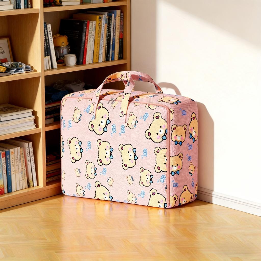 1pc Cute Pattern Storage Bag, Portable Bag with Handles, Moving Home Bedroom Clothing Storage Bag, Home Organization and Storage