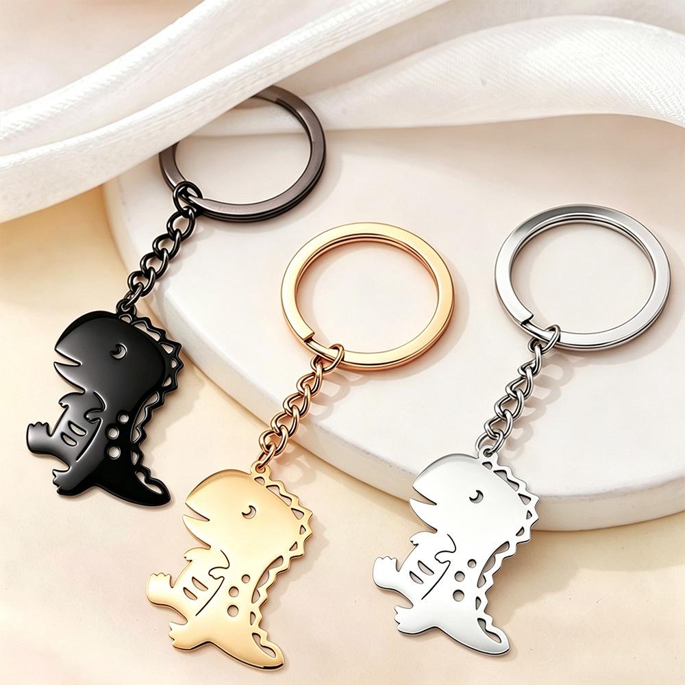 Temu Hot Selling Fashion Animal Charms: Stainless Steel Dinosaur Keychain