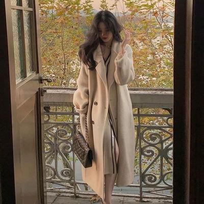 High-End Thickened Mid-Length Woolen Outer Wear for Women Autumn Winter Over-the-Knee Trench Coat Woolen Coat