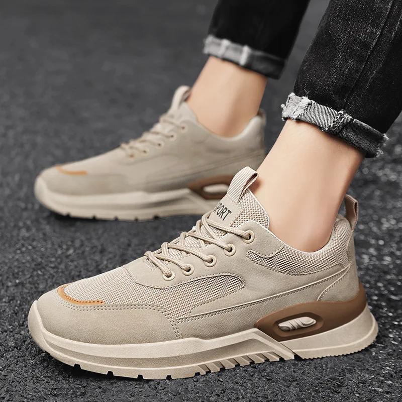 New Men's Sneakers Mesh Breathable Running Shoes Male Outdoor Casual Sports Shoes Fashion Suede Platform Men Shoes tenis hombres