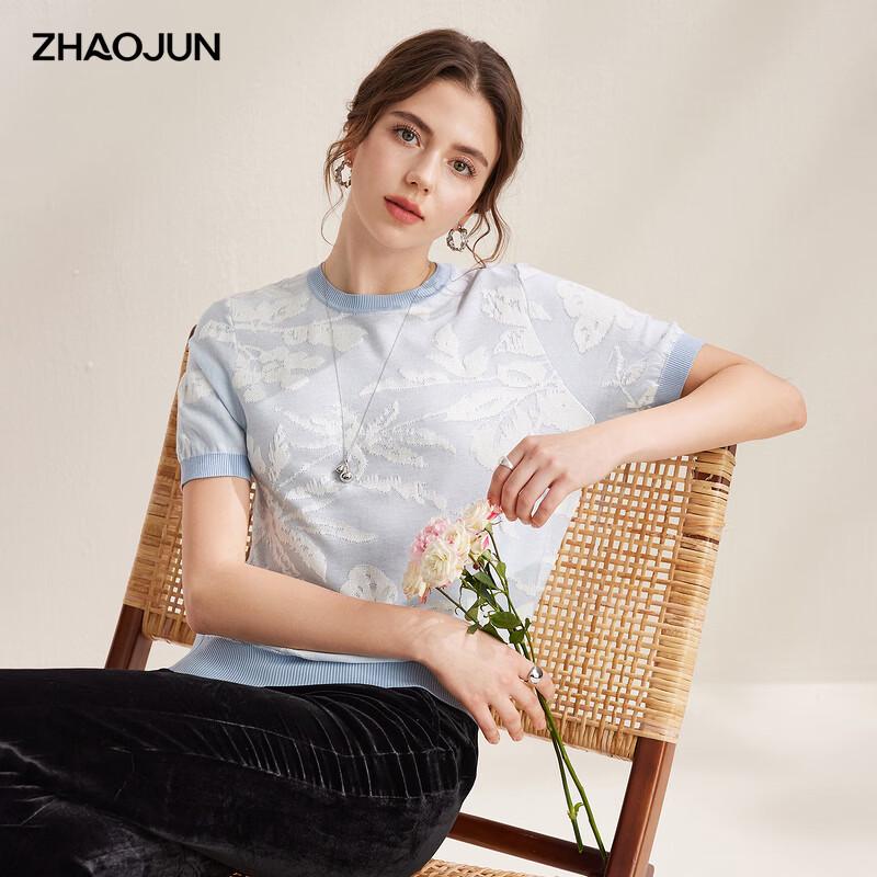 

Women s Silk Blend Retro Jacquard Knit Short Sleeve T-shirt M