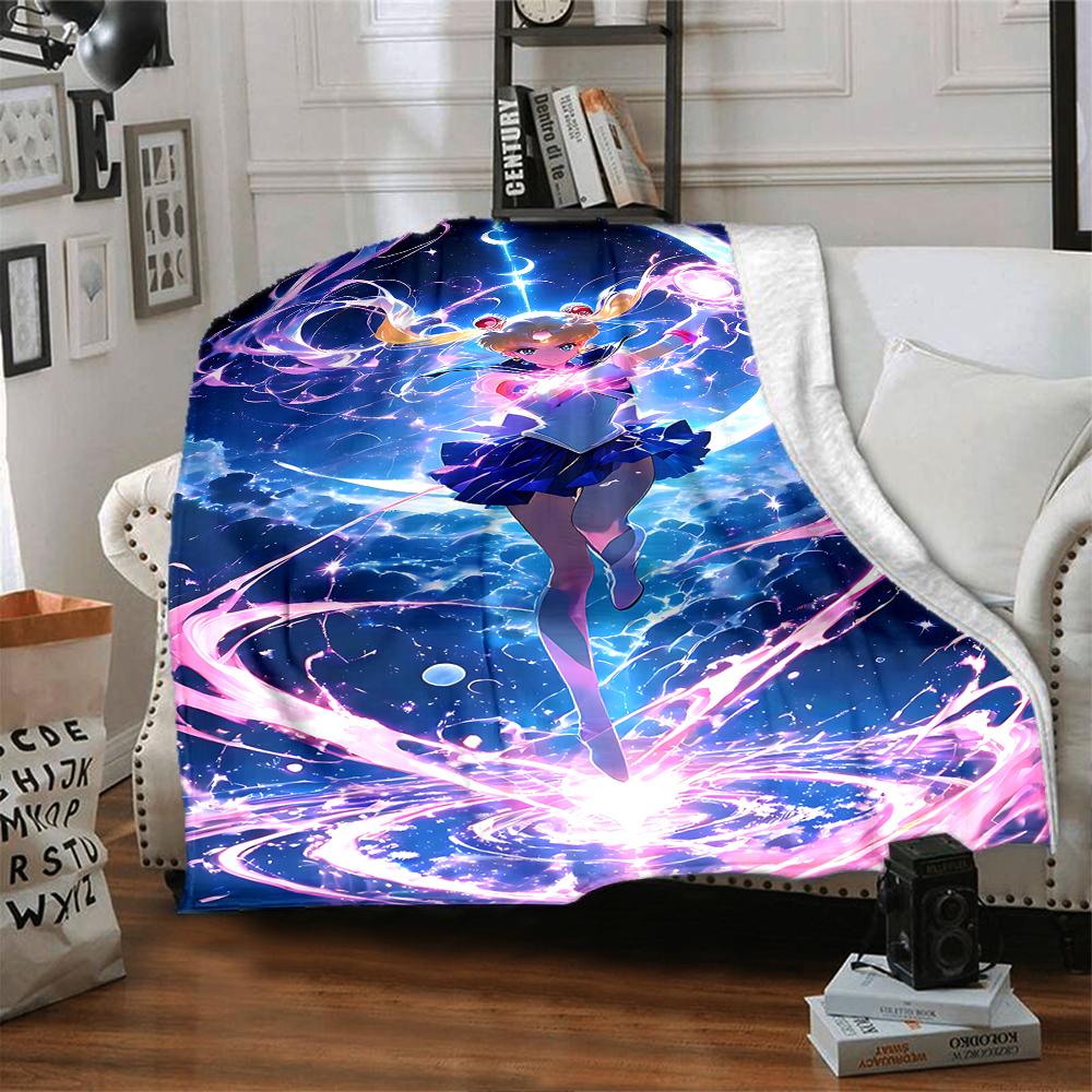 1Pc Moonlit Sailor Princess Blanket For Couch Bed Plush Cozy Fuzzy Blanket Super Soft Warm Blankets For Fall And Winter 0918242