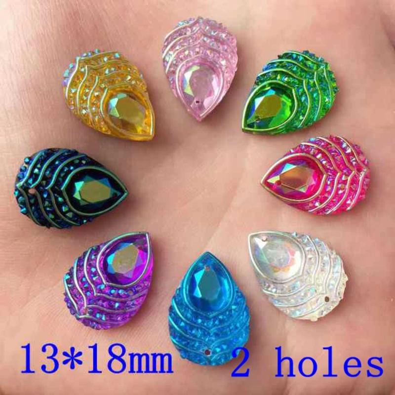 13*18mm/18*25mm AB Resin Tear drop Rhinestone flatback peacock eye stones and crystals costume Button Accessories HE19
