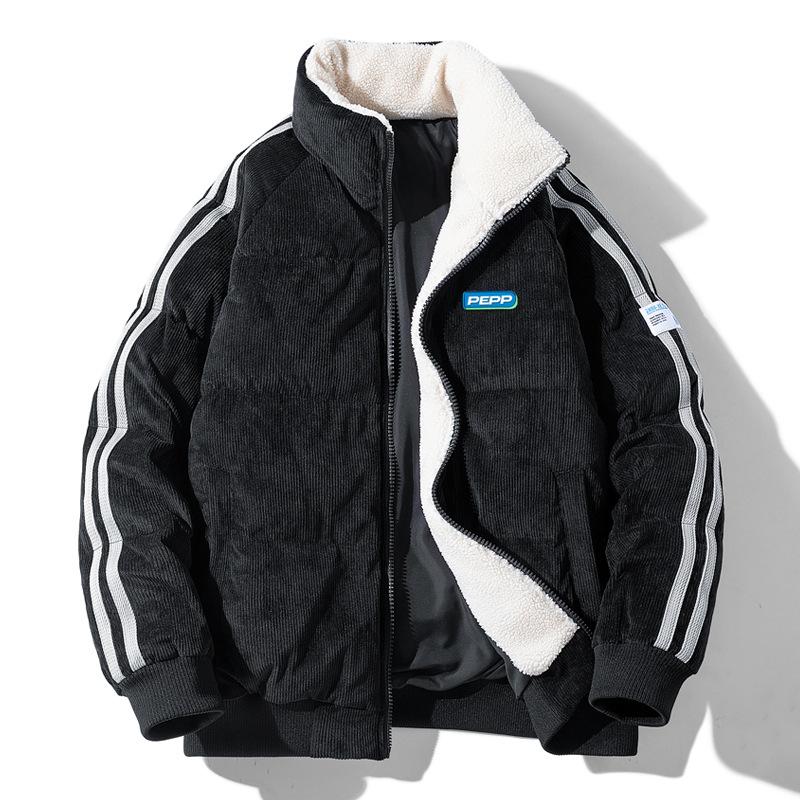 

Corduroy down jacket winter jacket 2025 new thickened fleece couple outfit stand-up collar top men s fashion 4XL