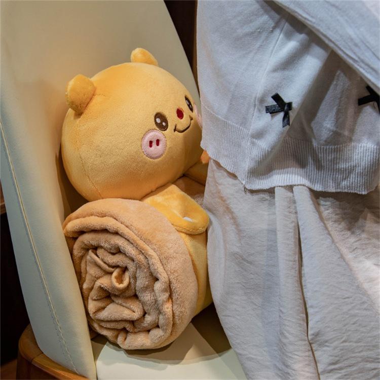 3D Cartoon Capybara Foldable Blanket Pillow for Office Nap and Air Conditioning