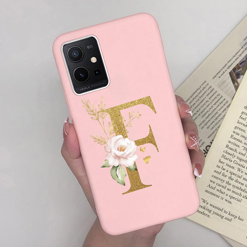 Simple Case For Vivo T1 5G Name 26 Letter Soft Matte Silicone Anti Slip Phone Back Cover For Vivo T 1 VivoT1 Shell Funda Bumper