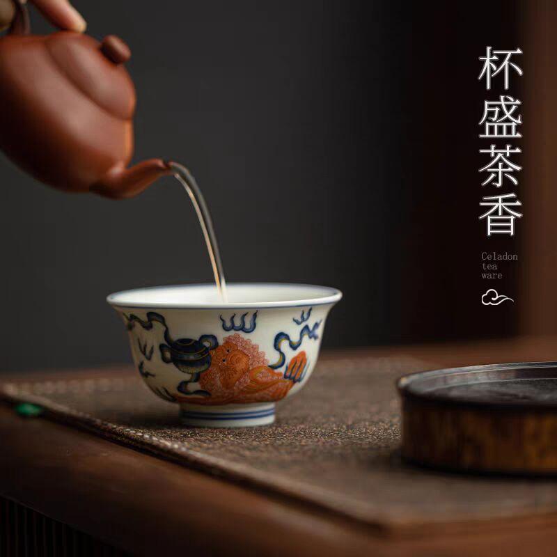 Retro Blue And White Porcelain High-End Master Cup Single Cup Teacup Ceramic Tea Cup Personal Special Kung Fu Tea Set Tea Cup